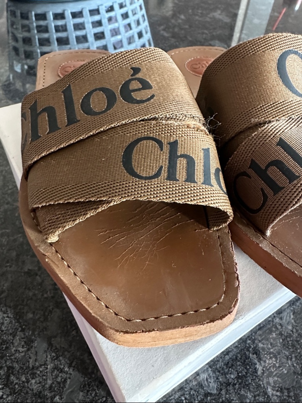 Chloé Woody Logo Strap Slide Sandals authentic with box - Picture 5 of 9